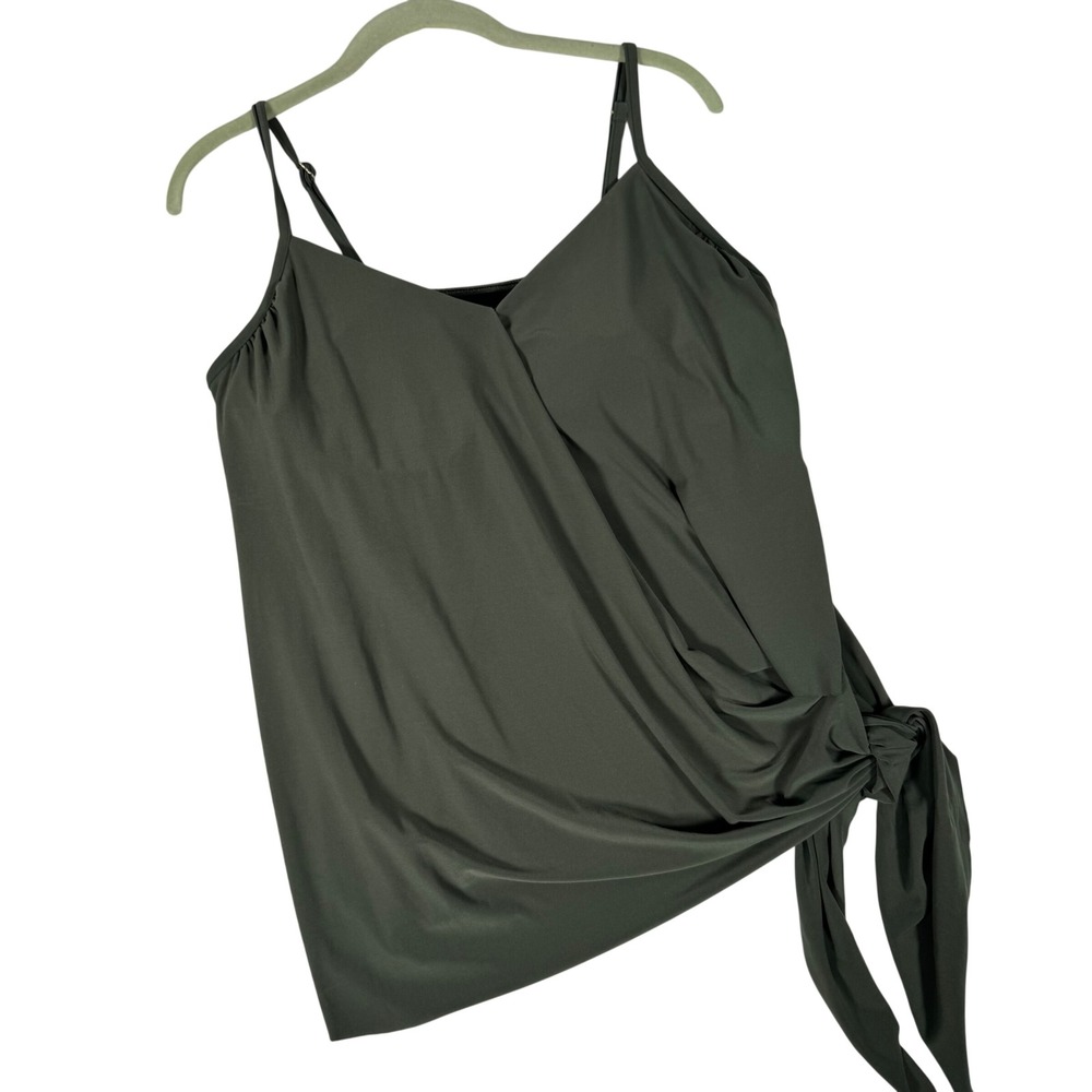 Magicsuit Alex Tankini Top Womens Size 12‎ Olive Wrap Side Tie Underwire 6006040